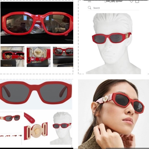 VERSACE UNISEX STRIKING RED AND GOLD SIGNATURE MEDUSA MOTIF SUNGLASSES main image 5